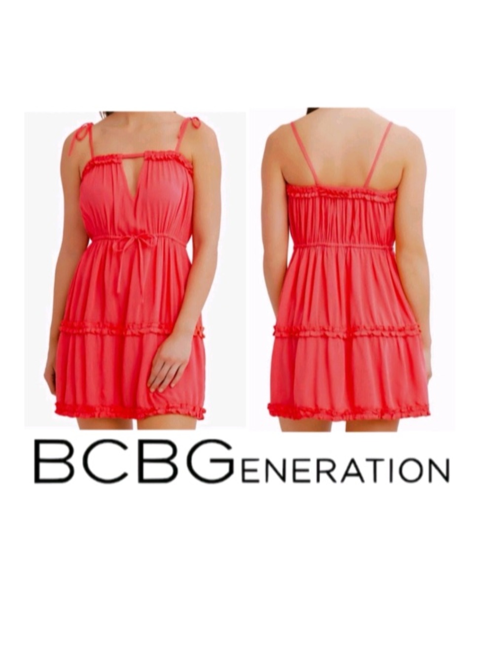 BCBG Coral Keyhole ruffled Dress